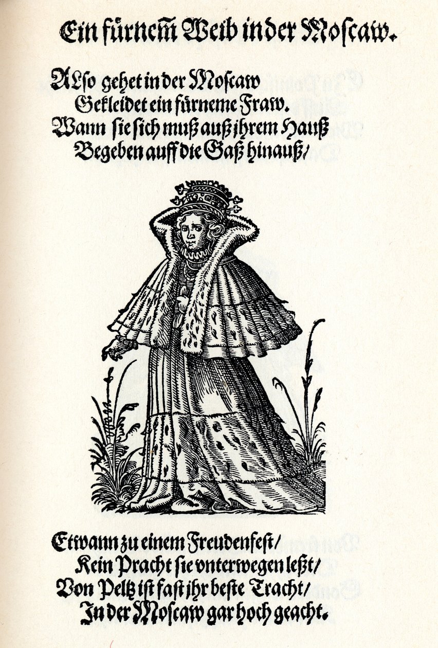 Adel kvinne fra Moskva. Fra Frauentrachtenbuch Frankfurt, 1586, 1586 av Jost Amman