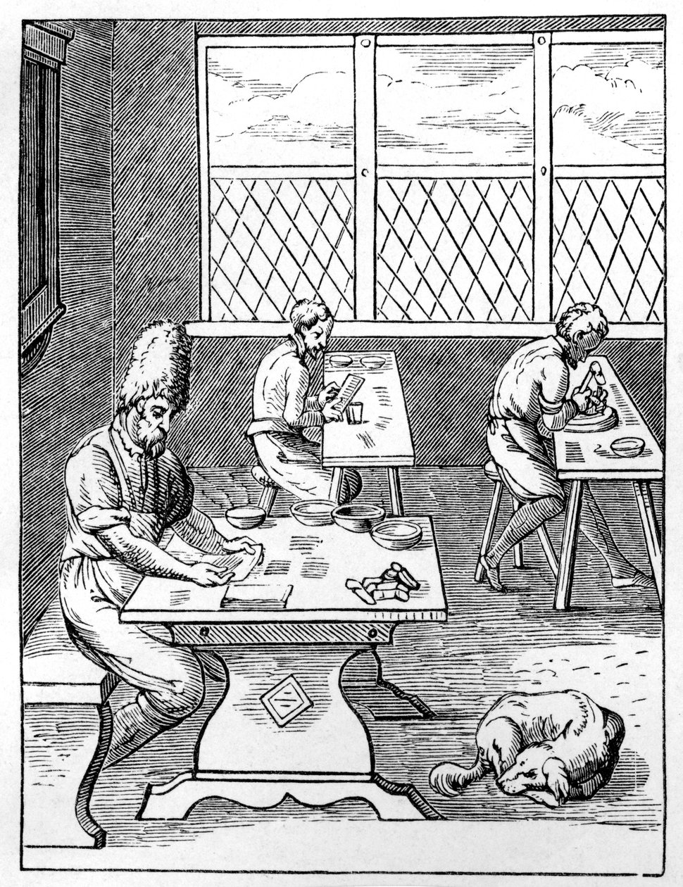 Nåle- og nålemaker, c1559-1591 av Jost Amman