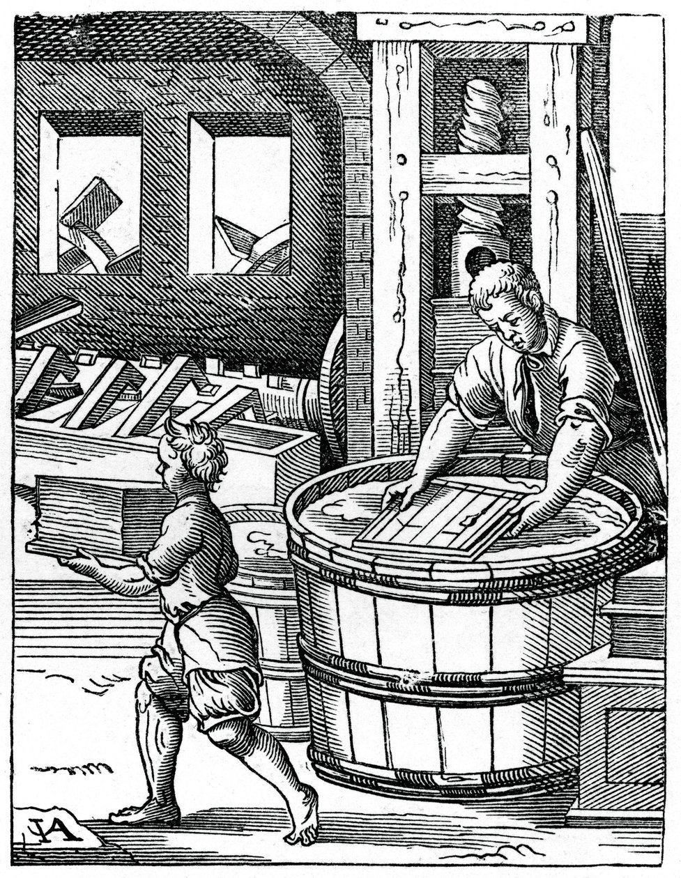 Papirmakeren, 1500-tallet, 1870 av Jost Amman