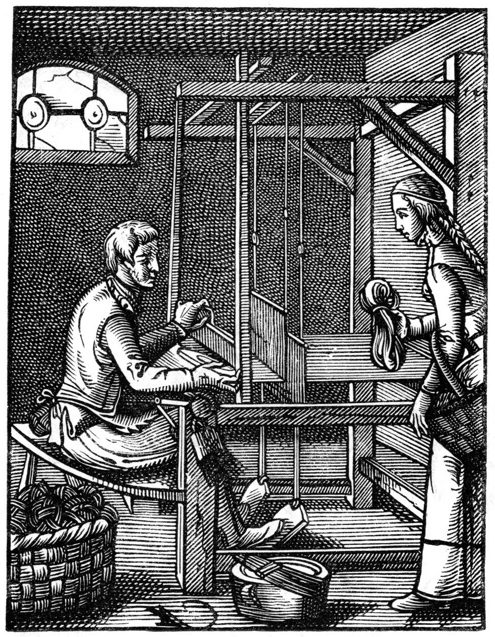 The Weaver, 1500-tallet, 1870. av Jost Amman
