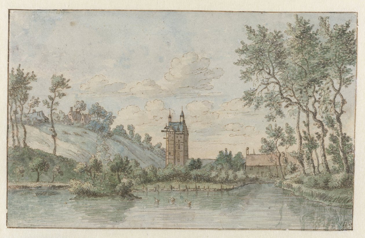 Landskap med Huis Kluys, nær Brussel av Josua de Grave (attributed to)