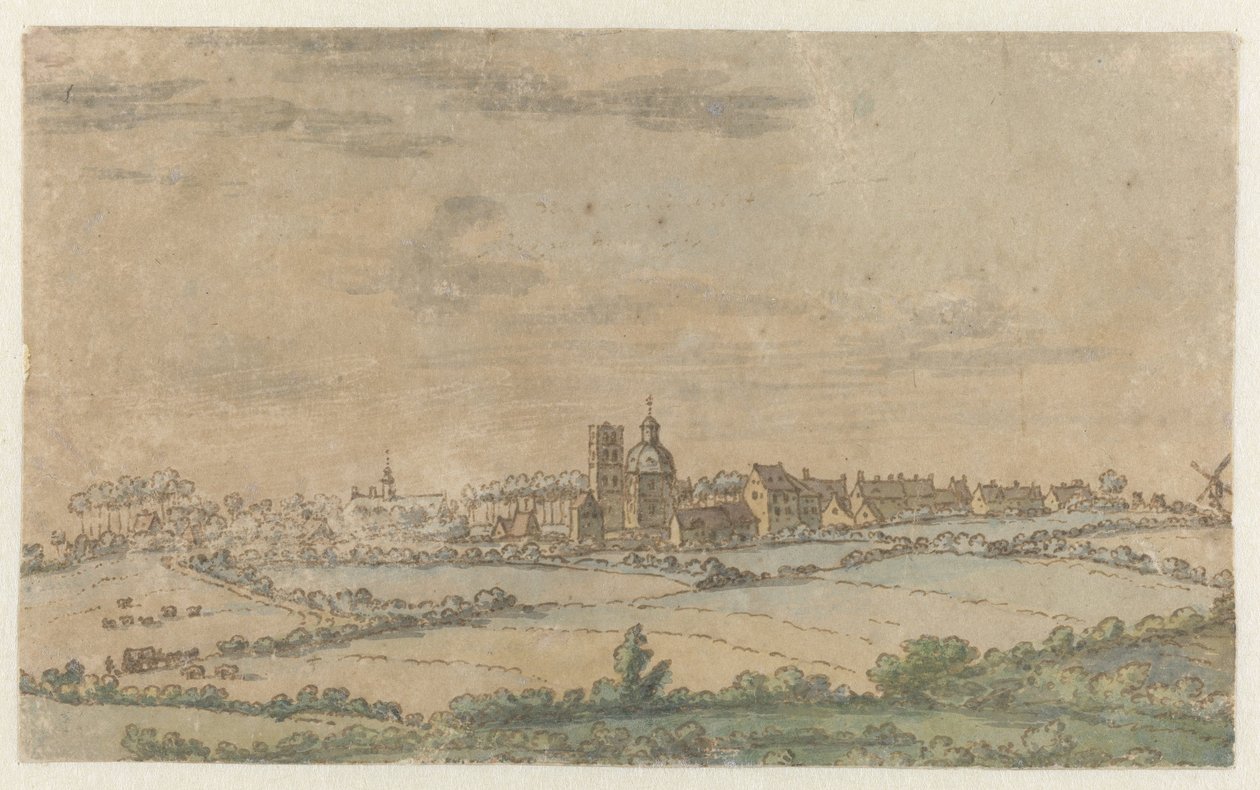 Utsikt over Scherpenheuvel, Flamsk-Brabant av Josua de Grave (attributed to)