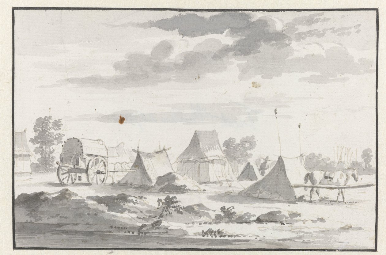 Utsikt over et leir av Army of Willem III nær Leuven av Josua de Grave (circle of)