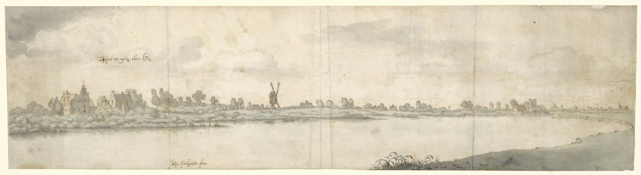 Utsikt over slottet Ooij, nær Nijmegen, Nord-Brabant av Josua de Grave