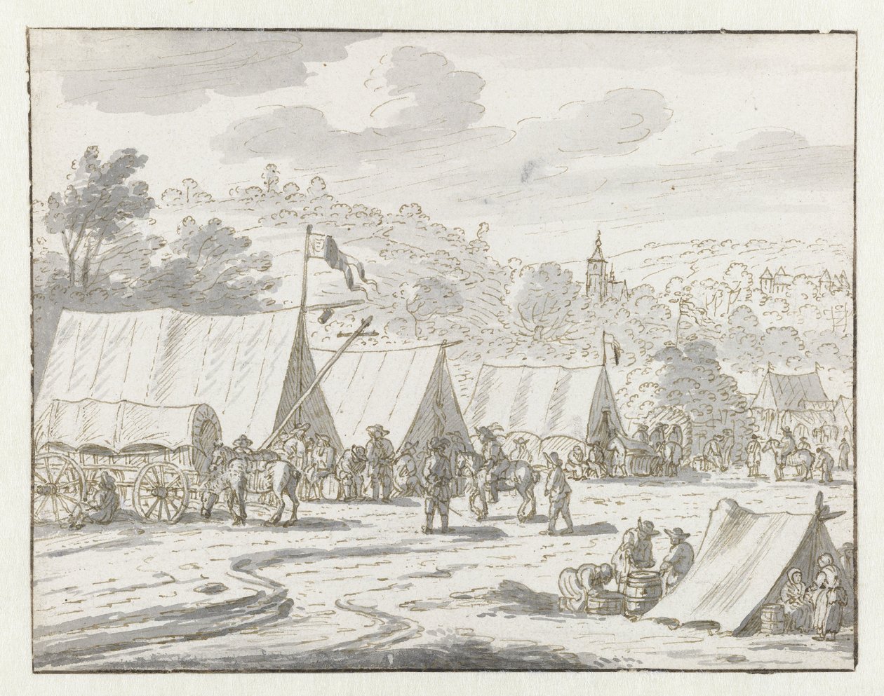 Utsikt over et leir av Army of Willem III nær Lembeek, Flamsk-Brabant av Josua de Grave