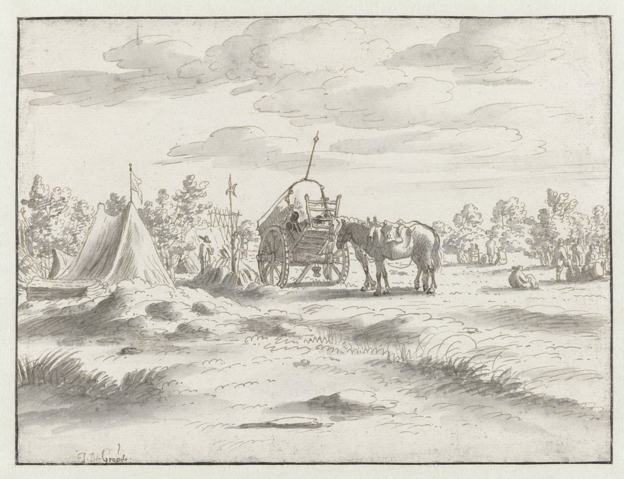 Utsikt over et leir av Army of Willem III nær Leuven av Josua de Grave