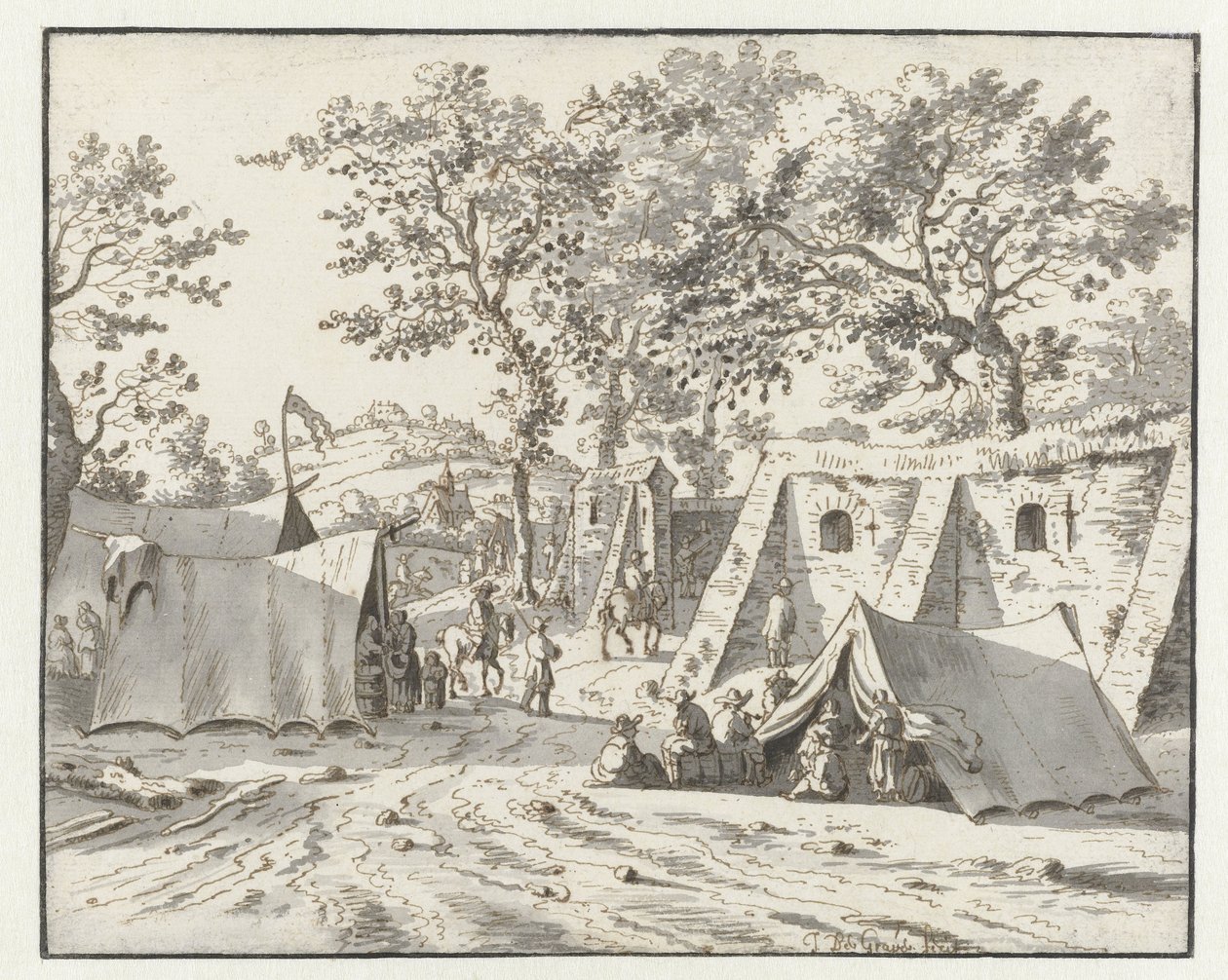 Utsikt over et leir av Army of Willem III nær Leuven av Josua de Grave