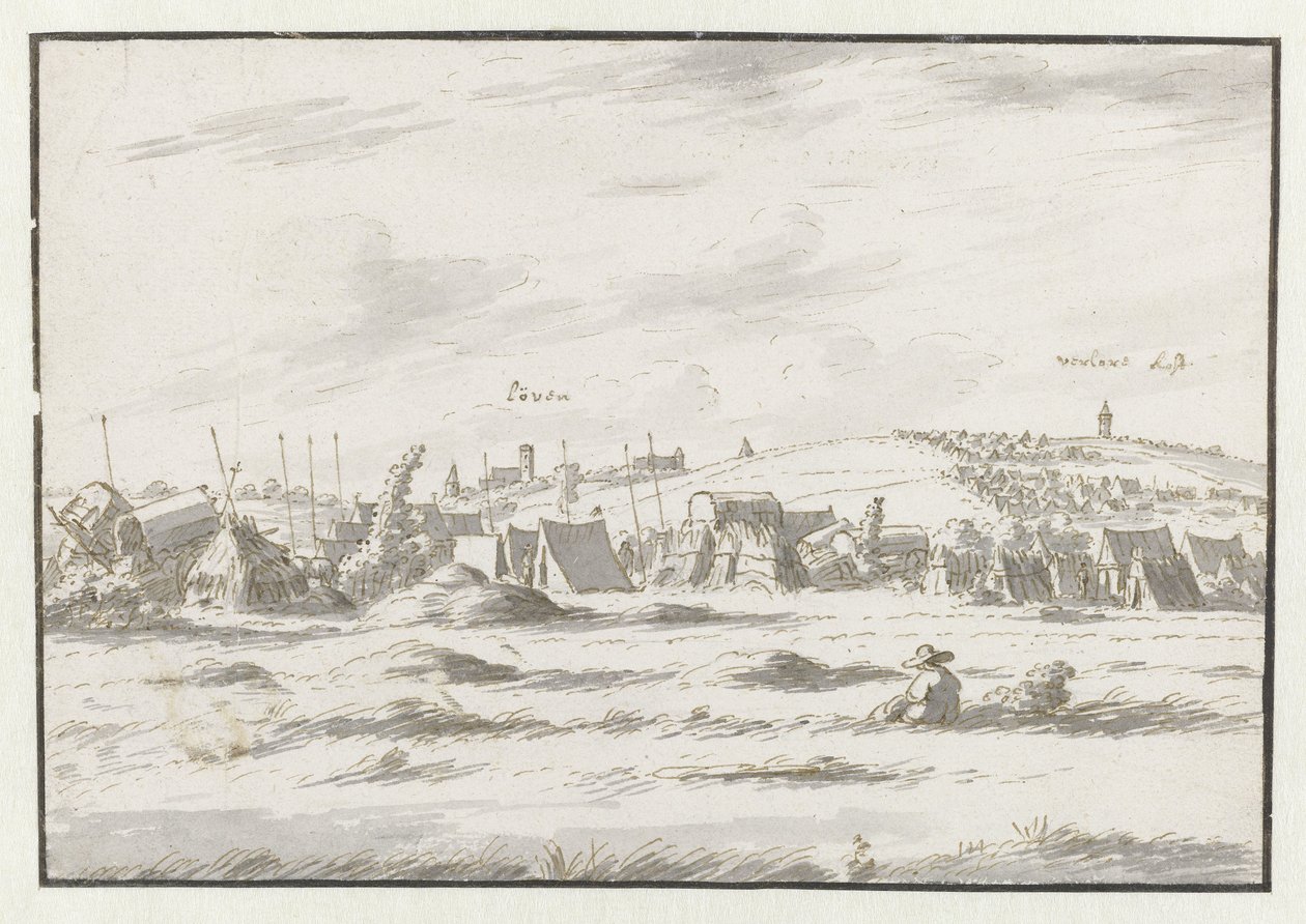 Utsikt over et leir av Army of Willem III nær Leuven av Josua de Grave