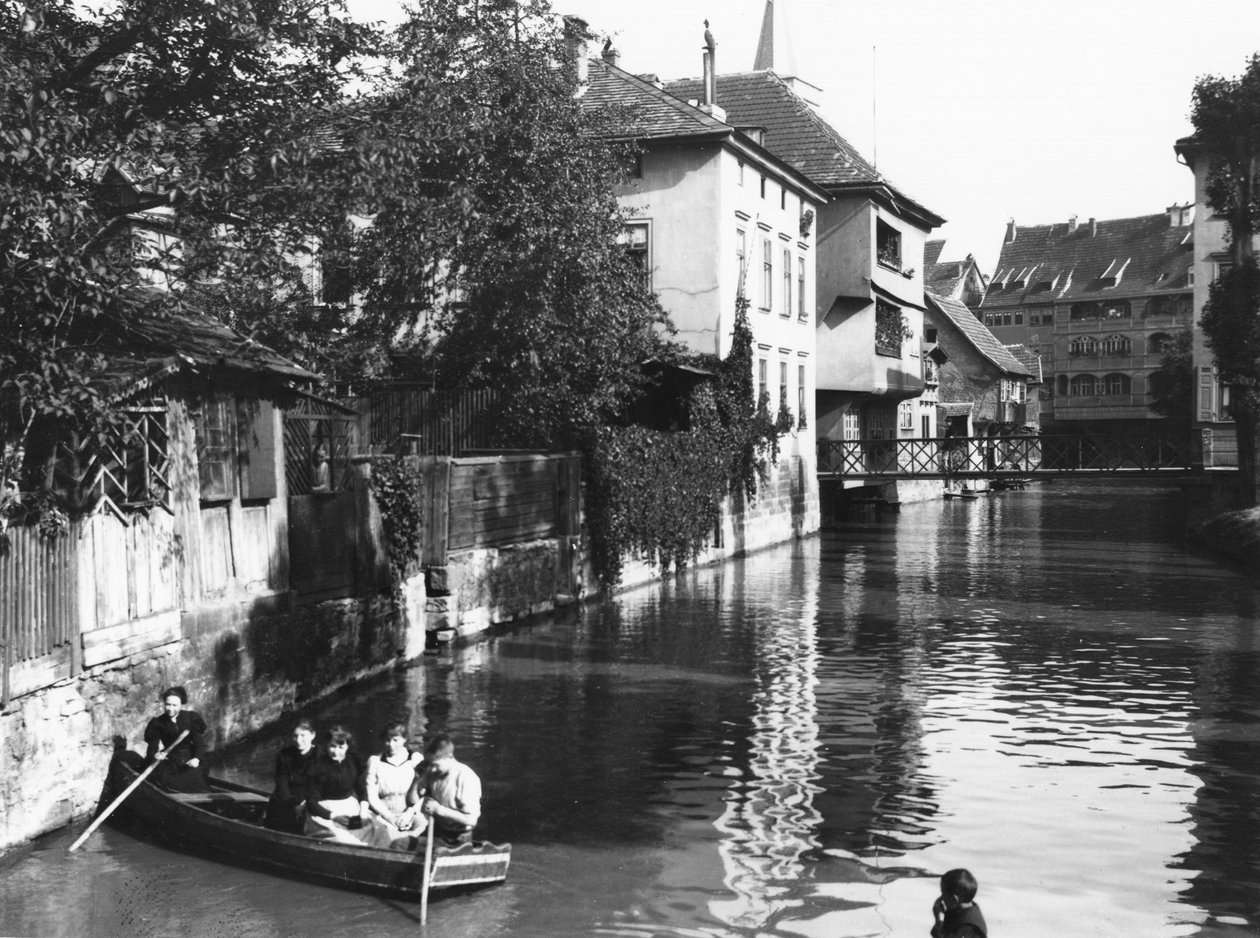 Båtliv på elven Gera ved Erfurt, Thuringia, ca. 1910 av Jousset