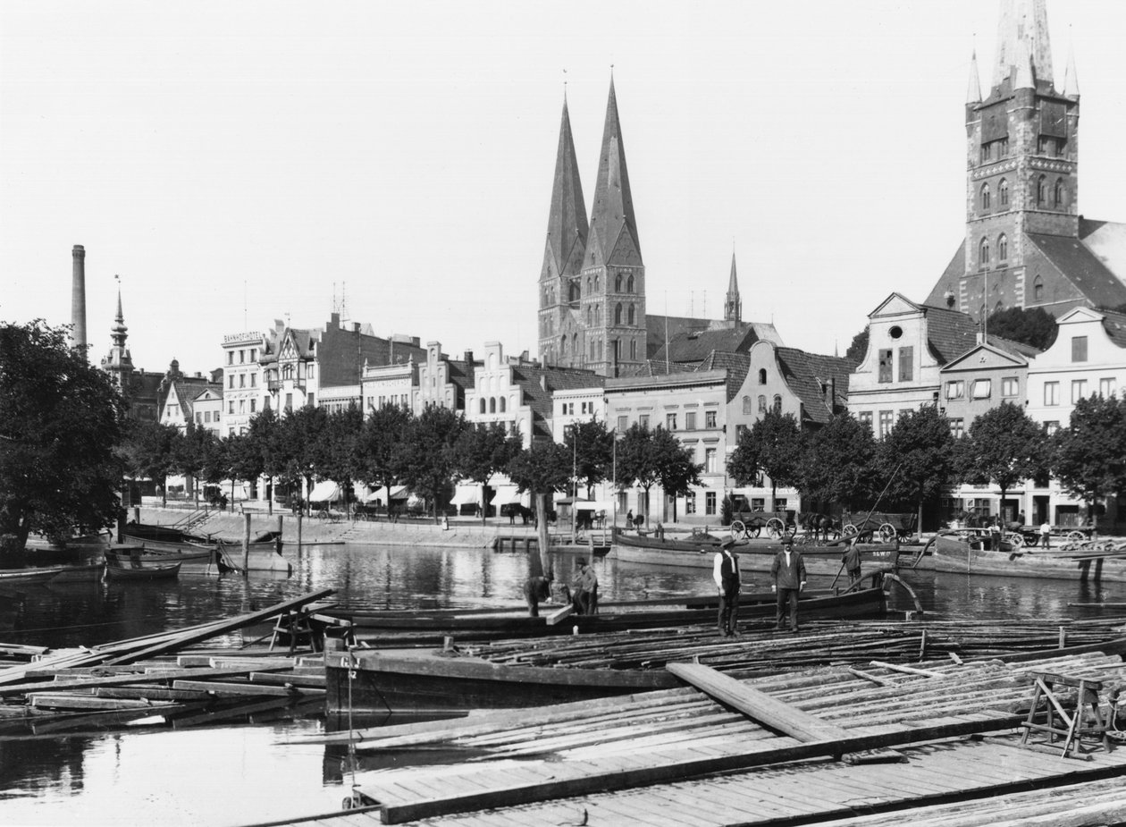 Selger ved på elven Trave, Lubeck, ca. 1910 av Jousset