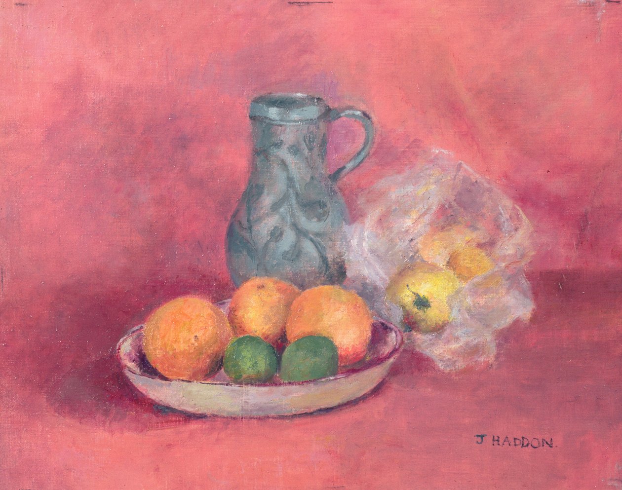 Stilleben av frukt og mugge av Joyce Haddon