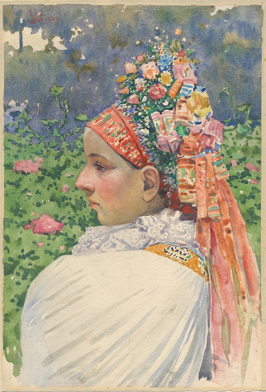 Slovakisk Brudepar Uprka, Joza (1861-1940). Olje på lerret, størrelse: 54,8x37 av Joža Uprka