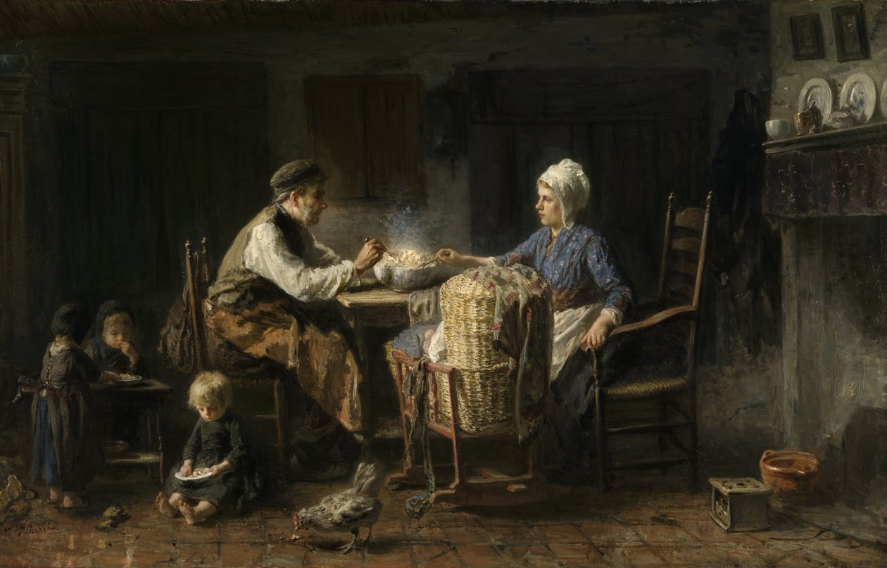 The Frugal Meal (olje på lerret) av Jozef (1824 1911) Israels