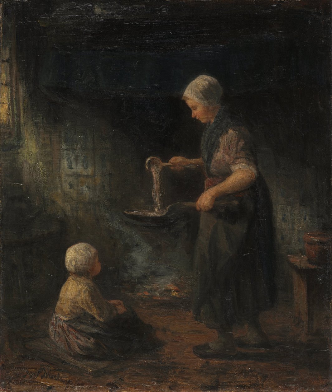 Pannekakene, ca. 1875 (olje på stoff) av Jozef (1824 1911) Israels