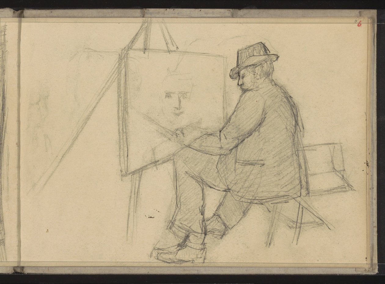 Kunstner sittende bak et staffeli av Jozef Israëls