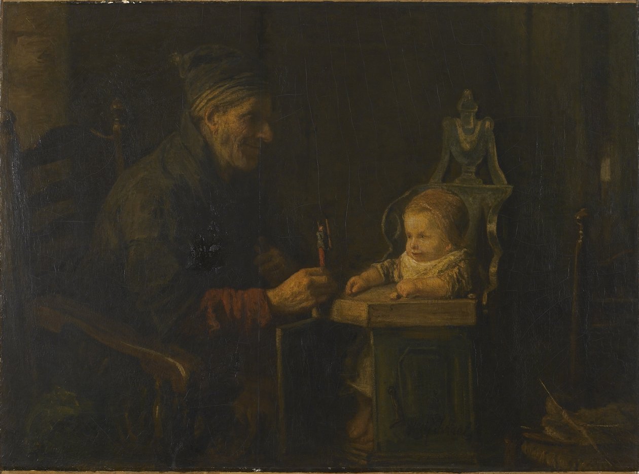 Gammel mann og baby av Jozef Israëls
