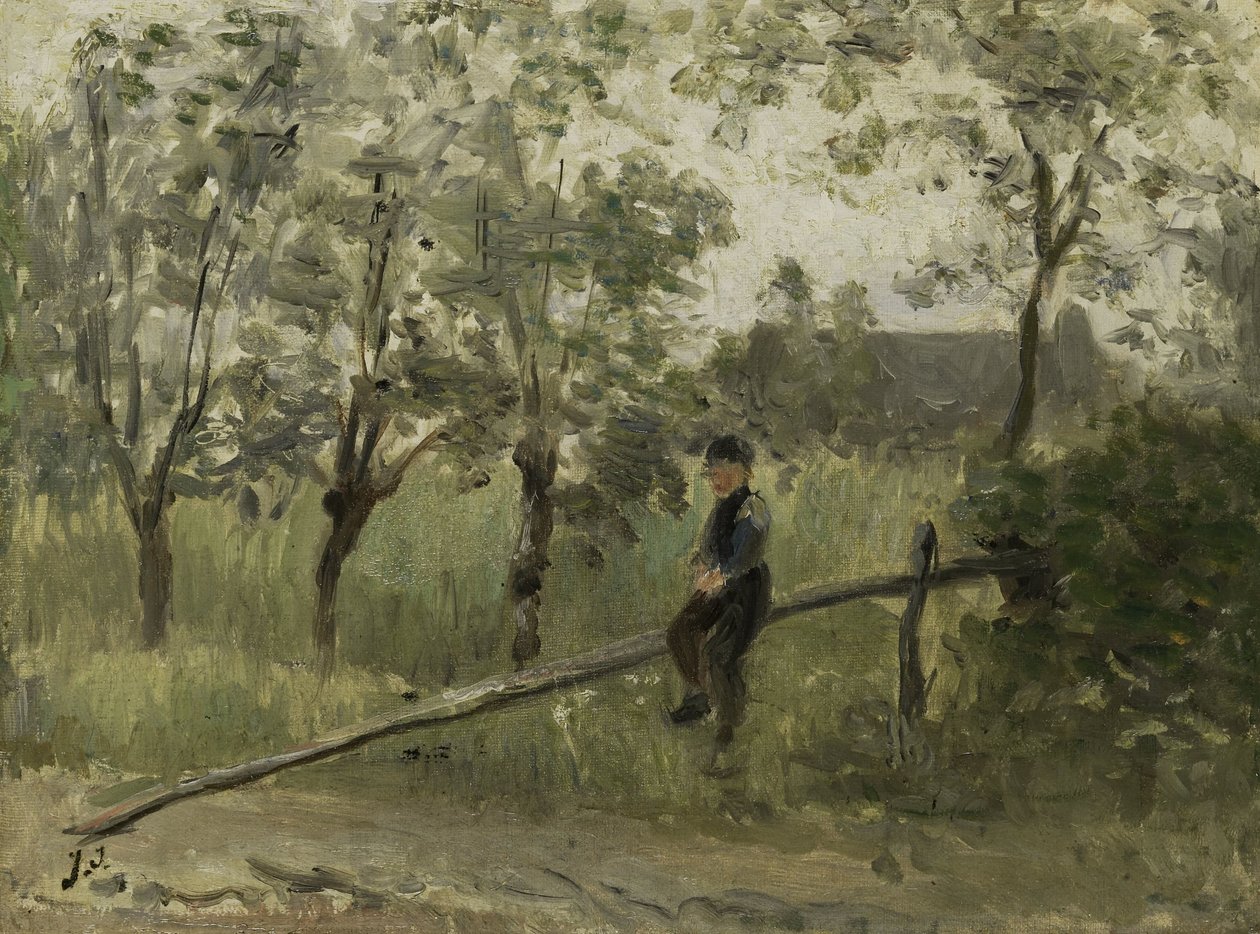 Country Boy på en stangbarriere av Jozef Israëls