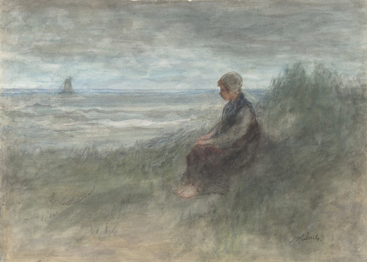 Girl in the Dunes, midten av 1800-begynnelsen av 1900-tallet. av Jozef Israëls