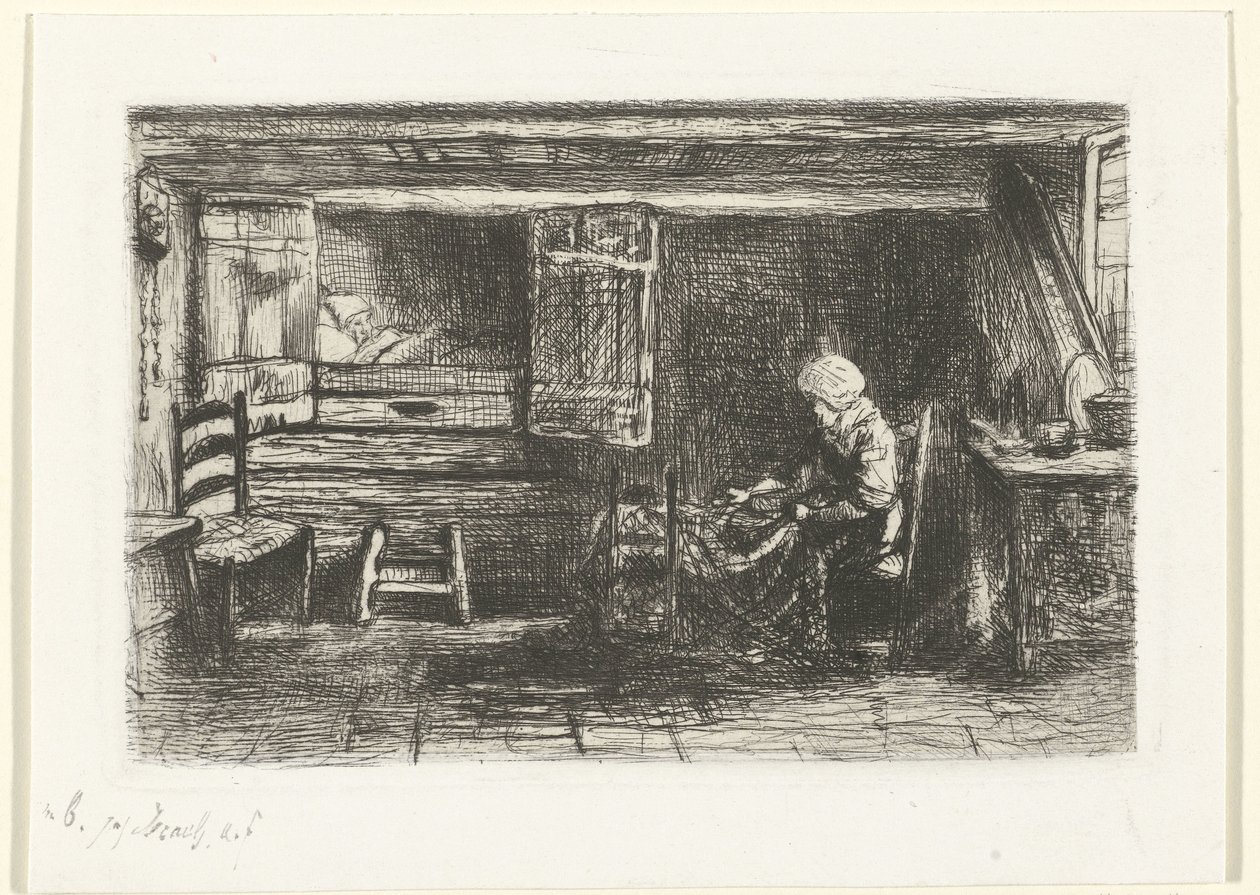 To figurer i et interiør av Jozef Israëls