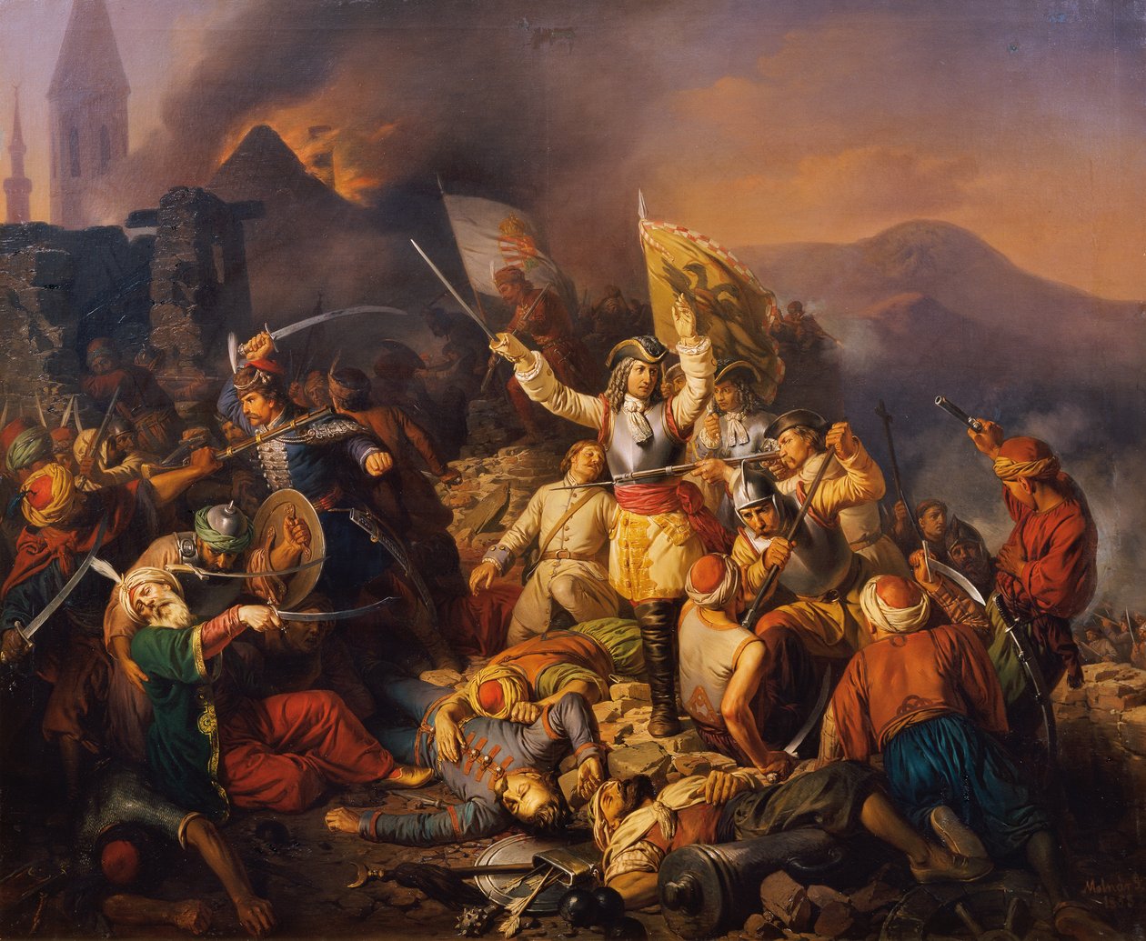 Gjenerobringen av Ofen fra tyrkerne i 1686 av Jozsef Molnar