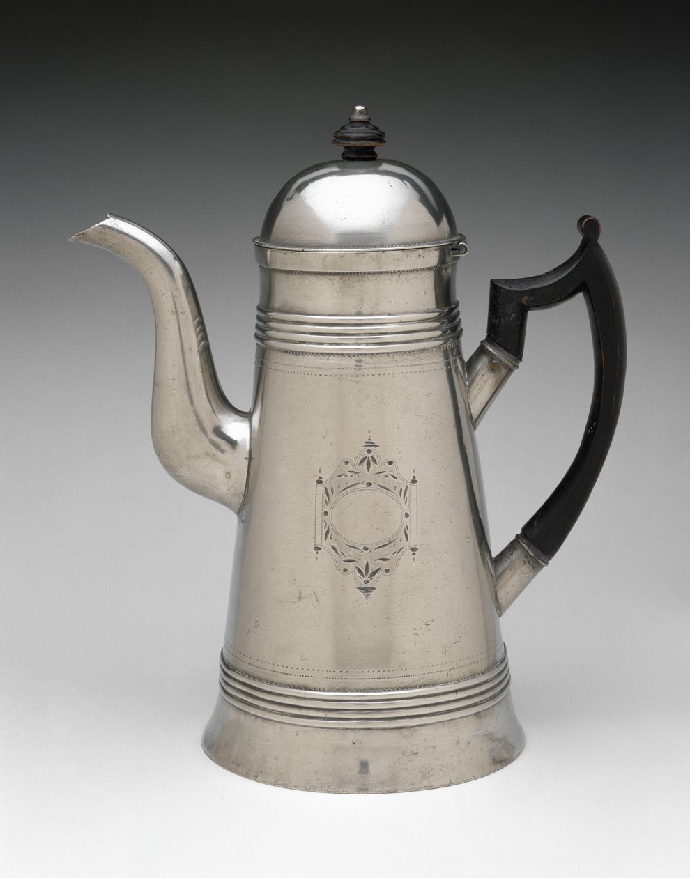 Kaffekanne, ca. 1814-1825 (tinn, tre) av Jr. Ebenezer Smith