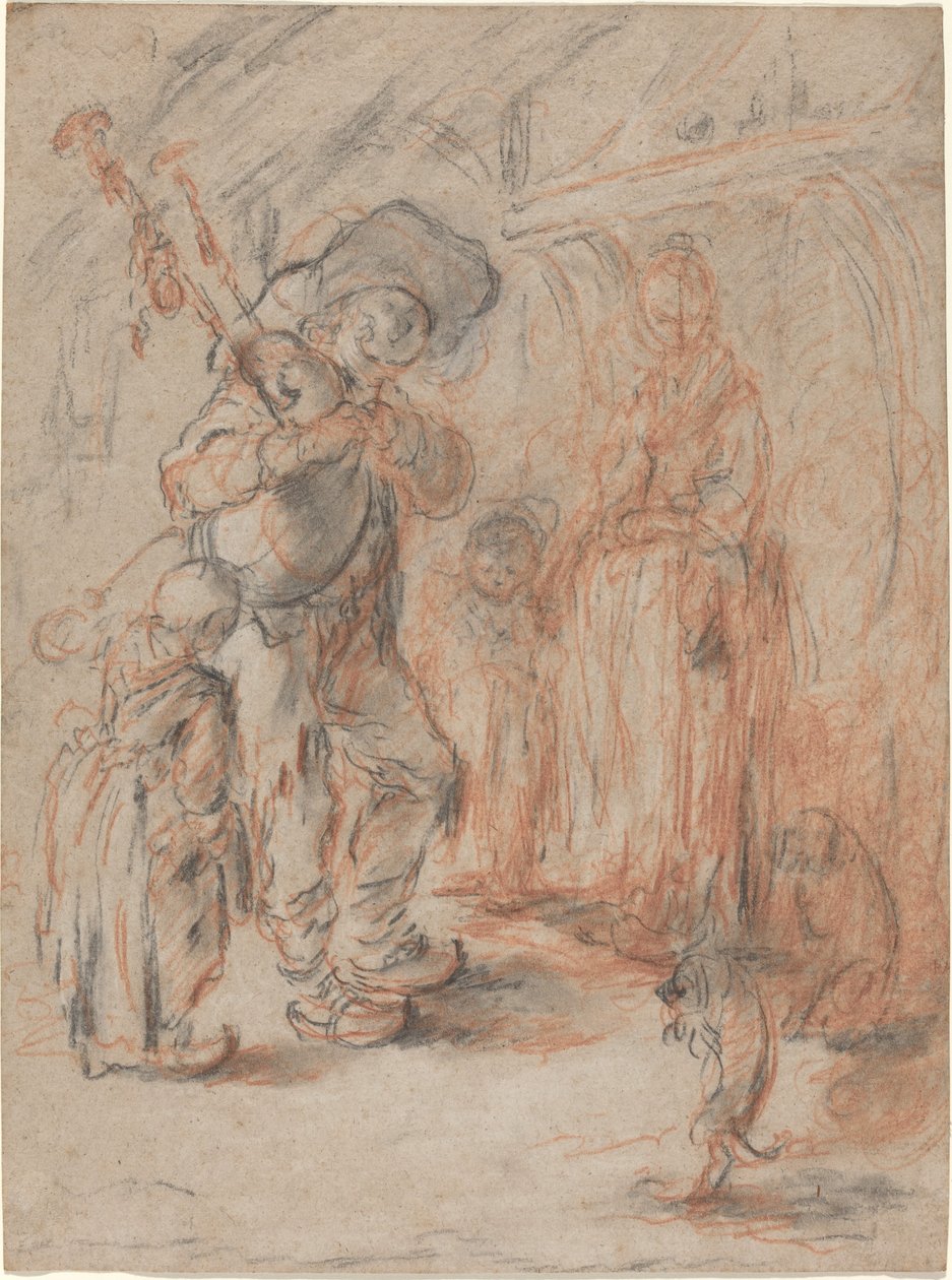 Studie for "The Kitchen With Peasants" av Jérôme François Chantereau