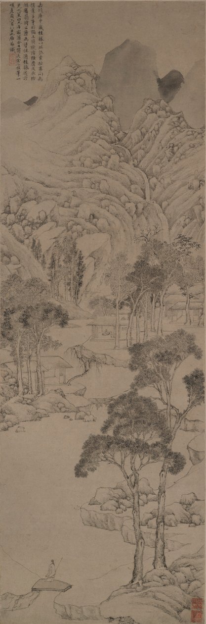Landskap i stil med Wen Zhengming av Ju Jie