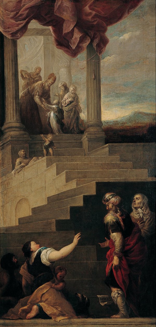 Introduksjon av jomfruen i templet av Juan de Sevilla