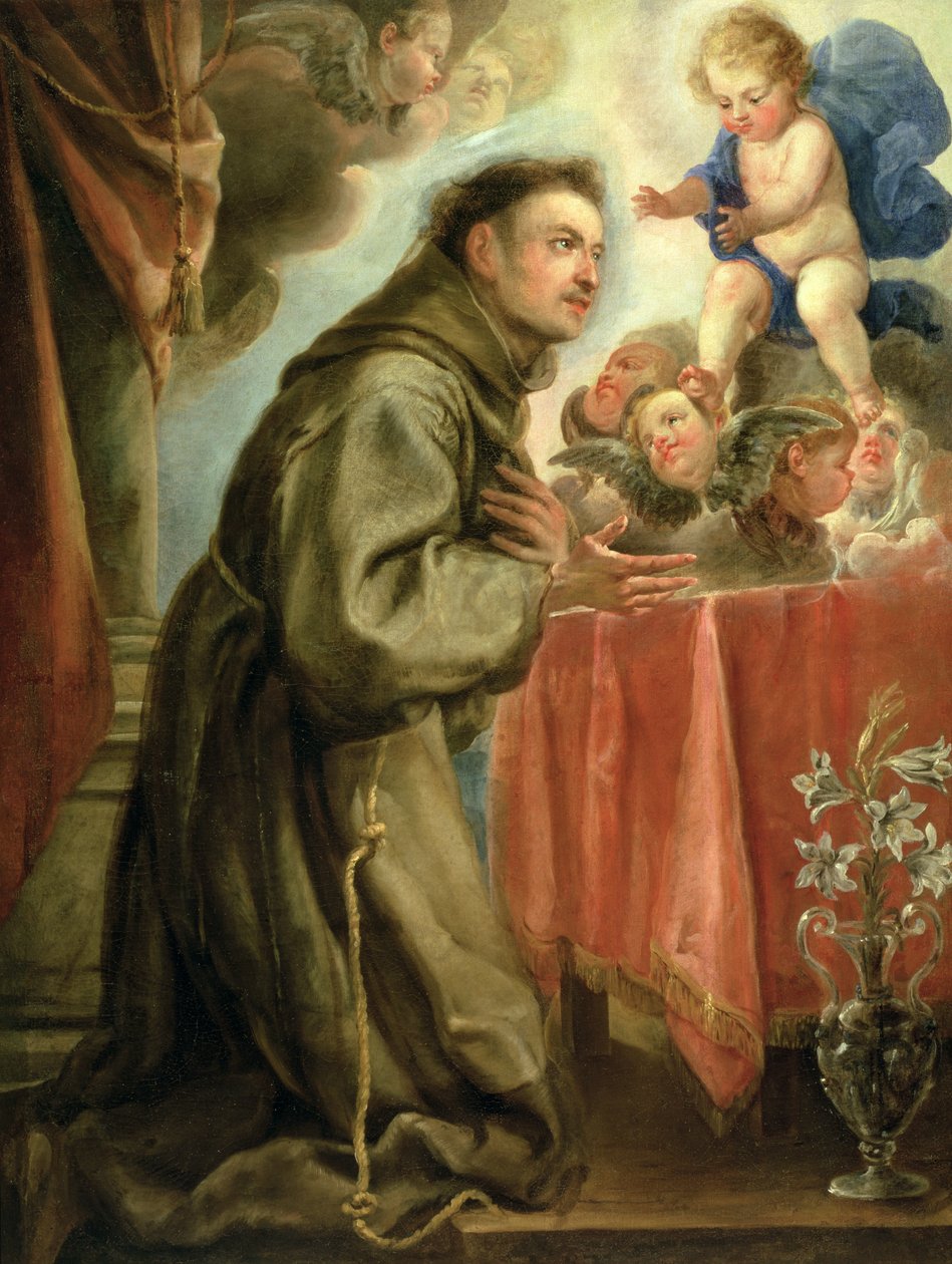 St. Antonius av Padua (1195-1231) som tilber Kristusbarnet av Juan Carreño de Miranda