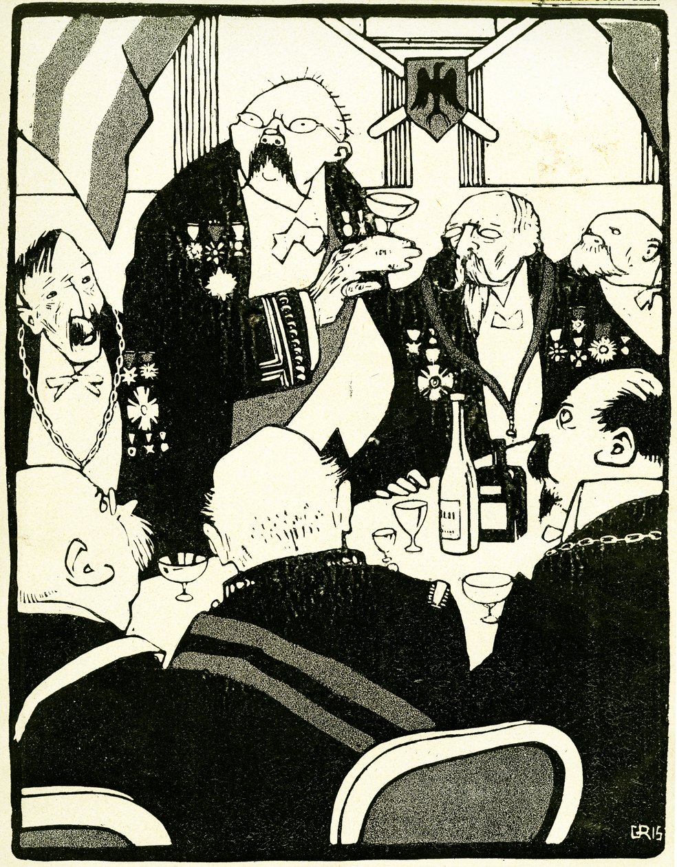 Europeiske ledere skåler under en konferanse i 1908. . av Juan Gris