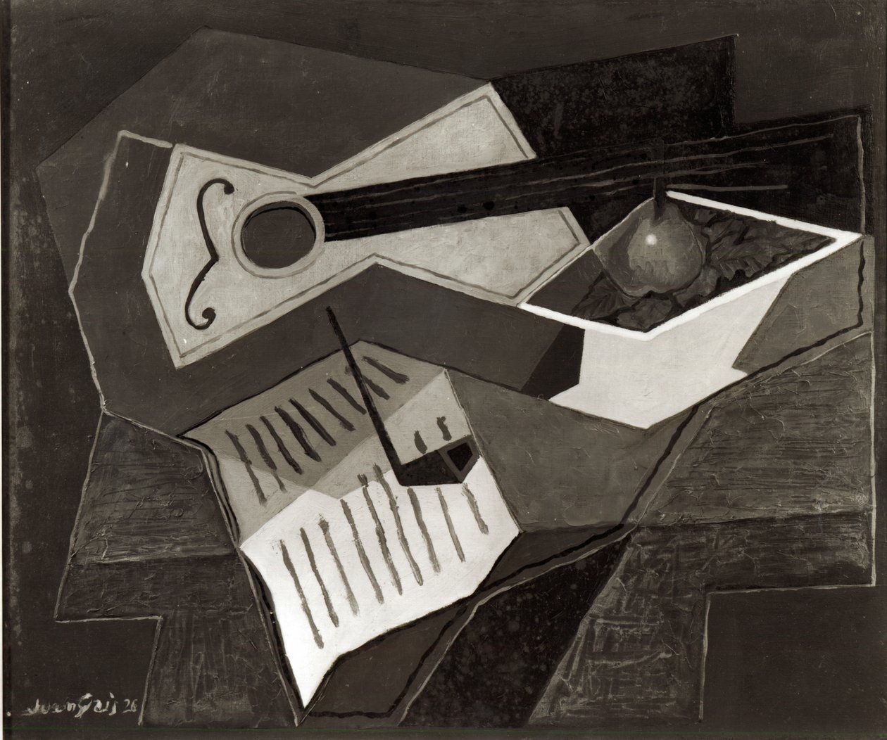 Gitar og fruktskål, 1926 av Juan Gris