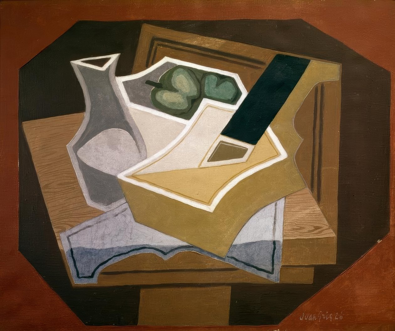 Gitar, epler og karaffe av Juan Gris