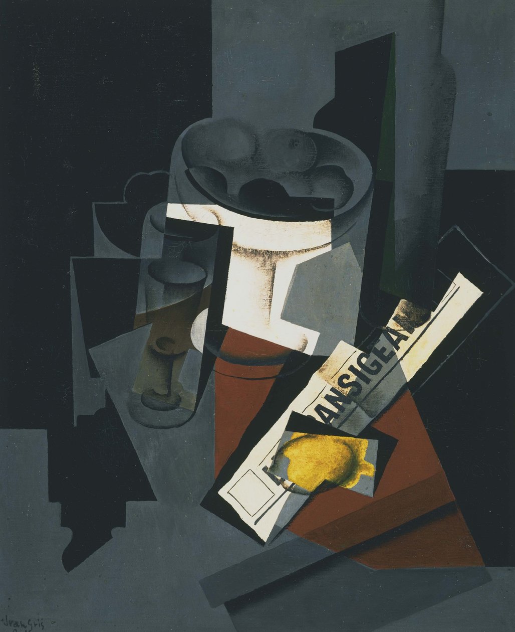 Stilleben med avis av Juan Gris