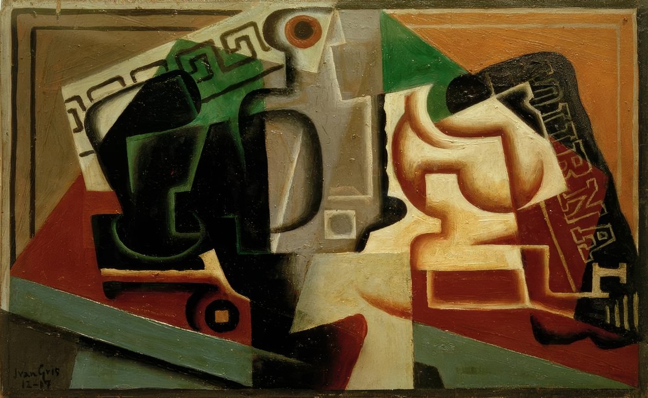 Glass og karaffel av Juan Gris