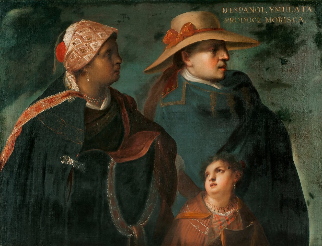 Spanjolen og Mulatta produserer en Morisca, ca. 1715 av Juan Rodríguez Juárez