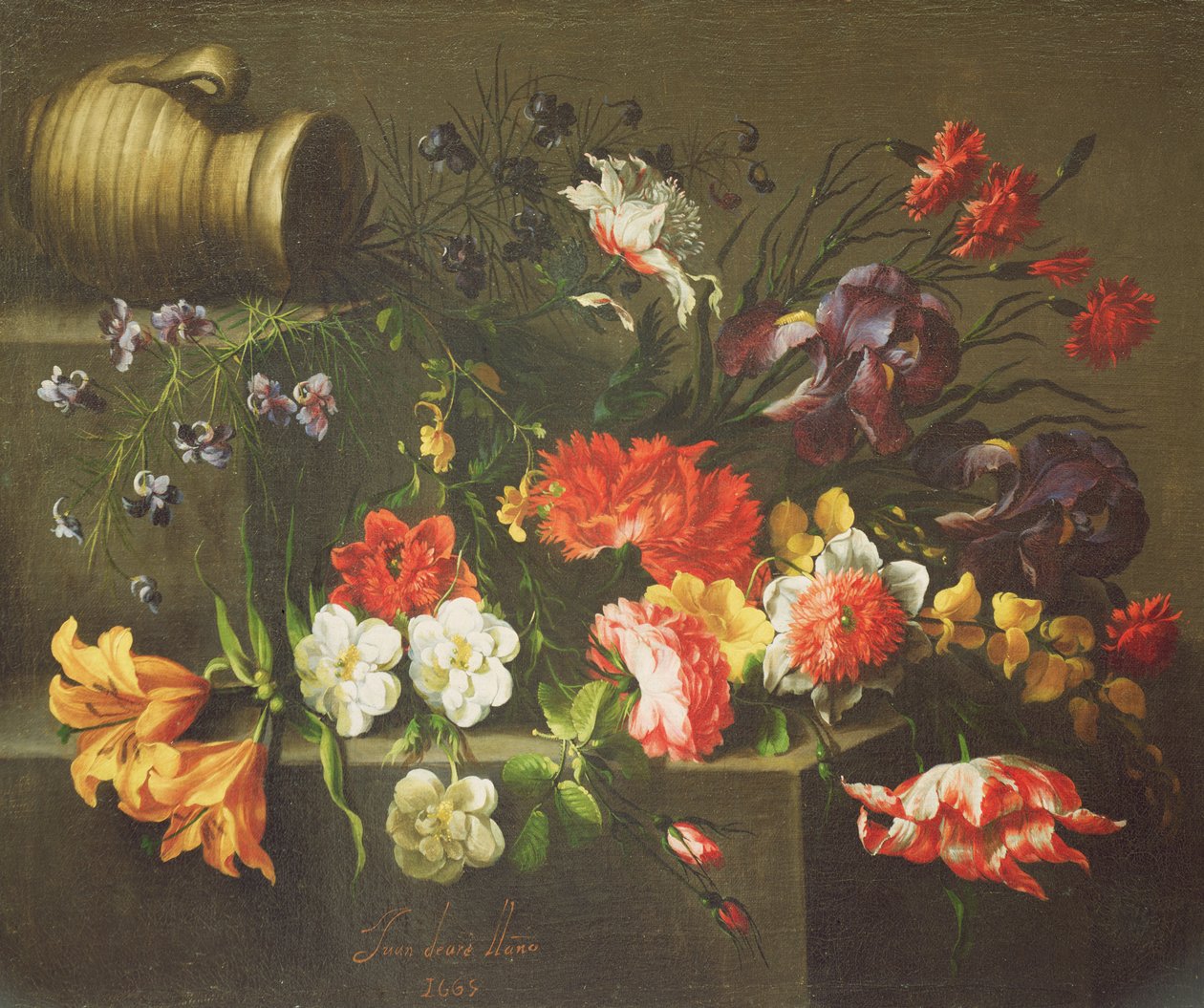 Blomster på en avsats, 1665 av Juan de Arellano