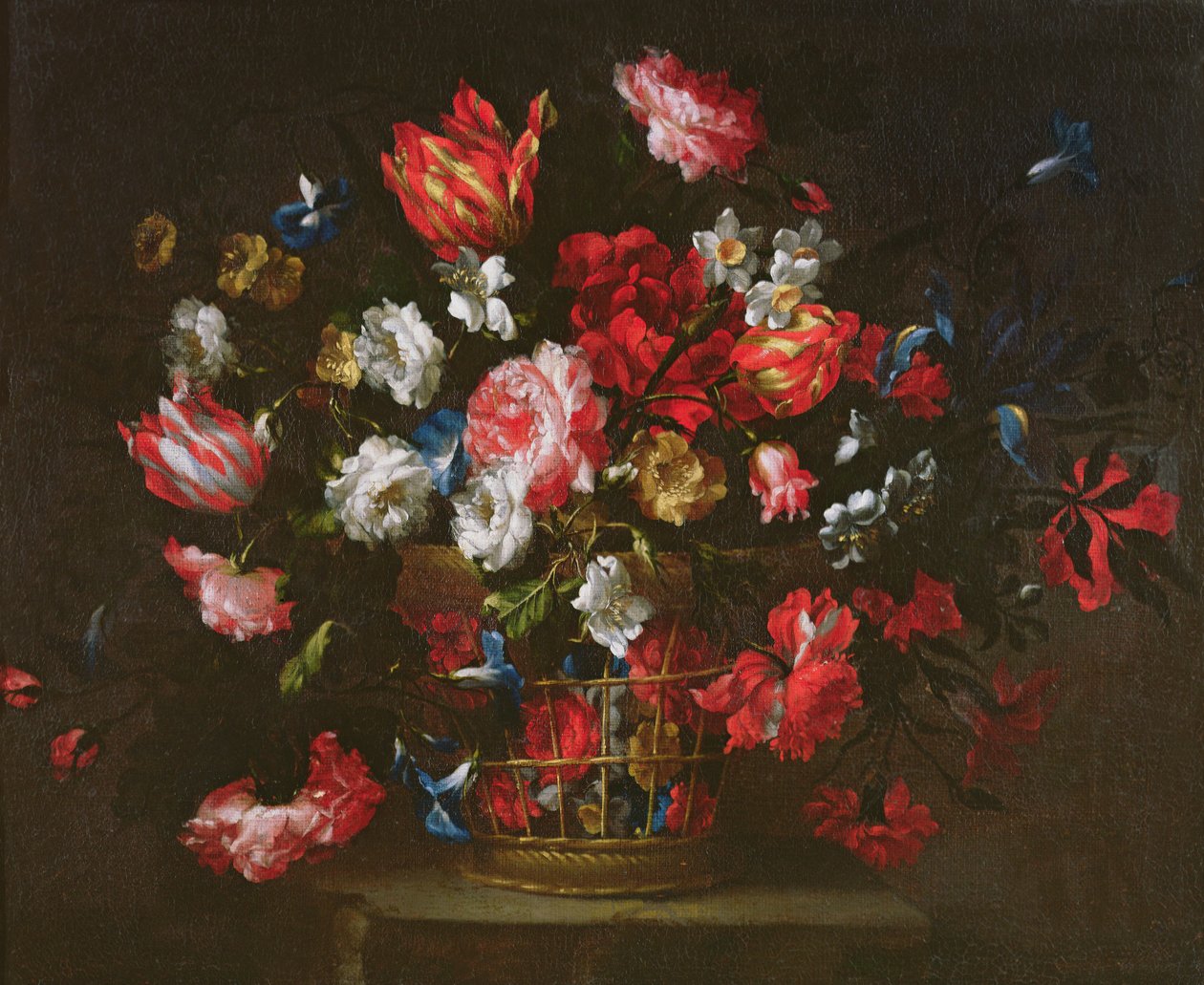 Stilleben av blomster i en kurv av Juan de Arellano
