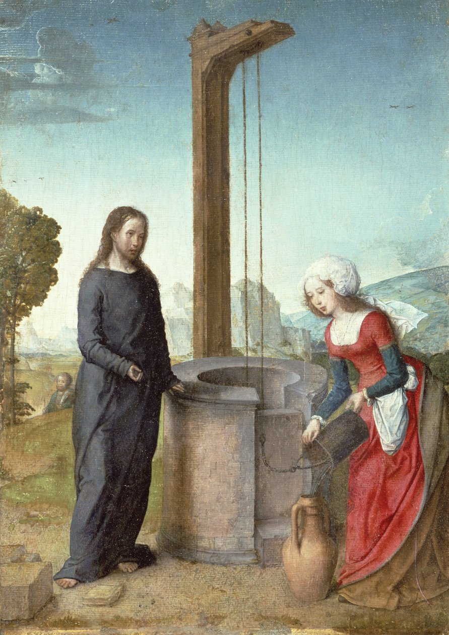 Kristus og kvinnen i Samaria, ca. 1500 av Juan de Flandes
