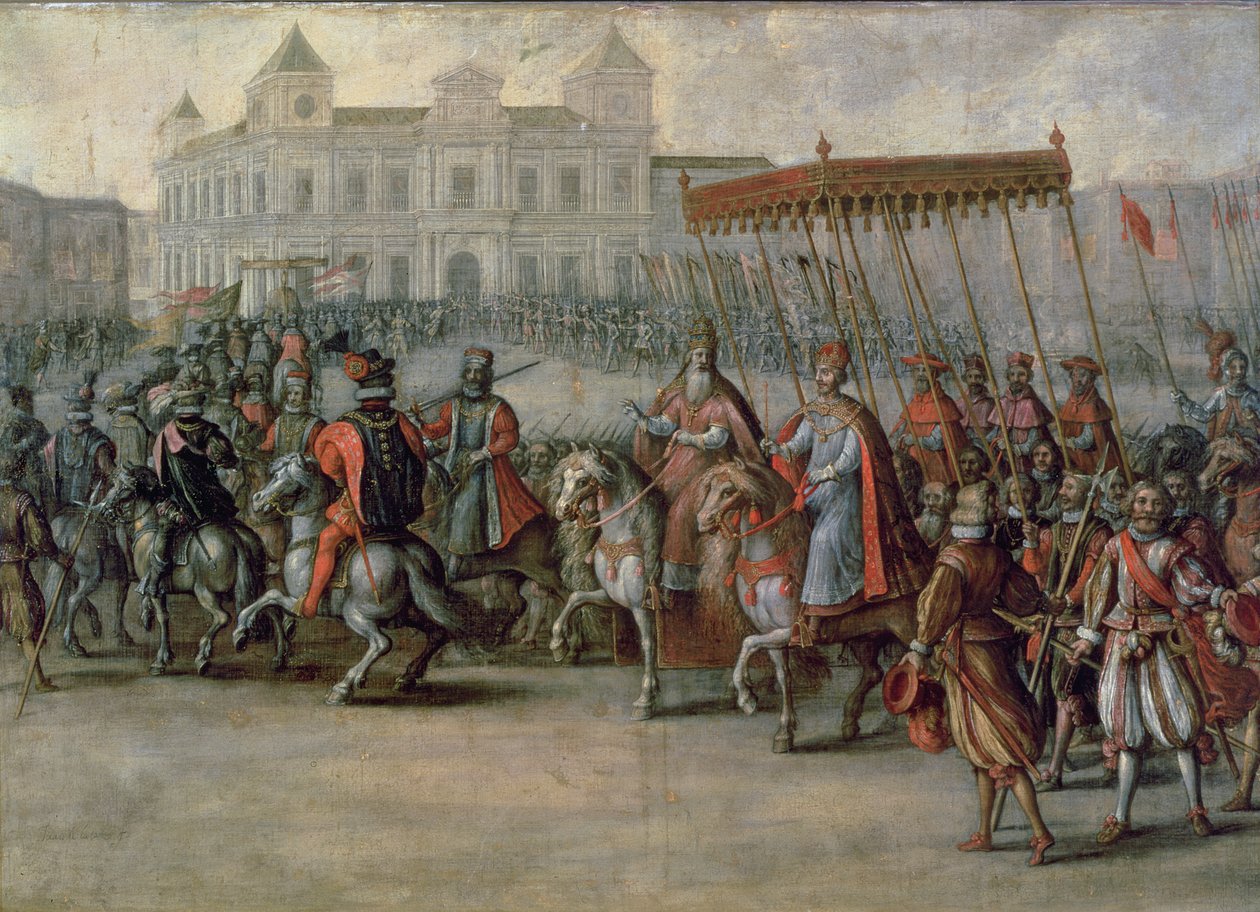 Inngangen til Charles V (1500-58) til Bologna for hans kroning av Juan de la Corte