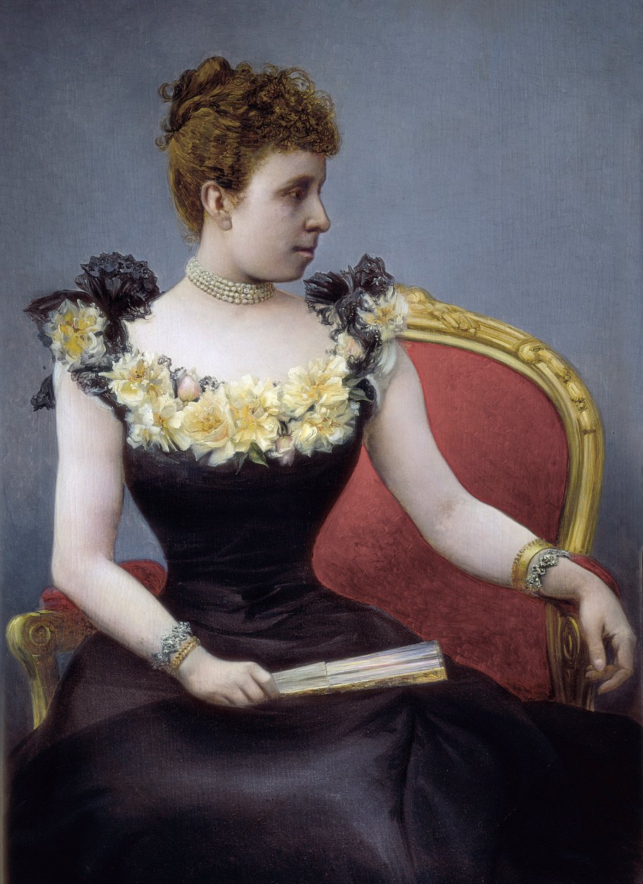 Portrett av Maria Cristina av Teschen, kjent som Maria Cristina av Habsburg (1858-1929), erkehertuginne av Østerrike, kone til Alfonso XII, sent på 1800- og begynnelsen av 1900-tallet (maleri) av Juan Aldaz Y Sancho