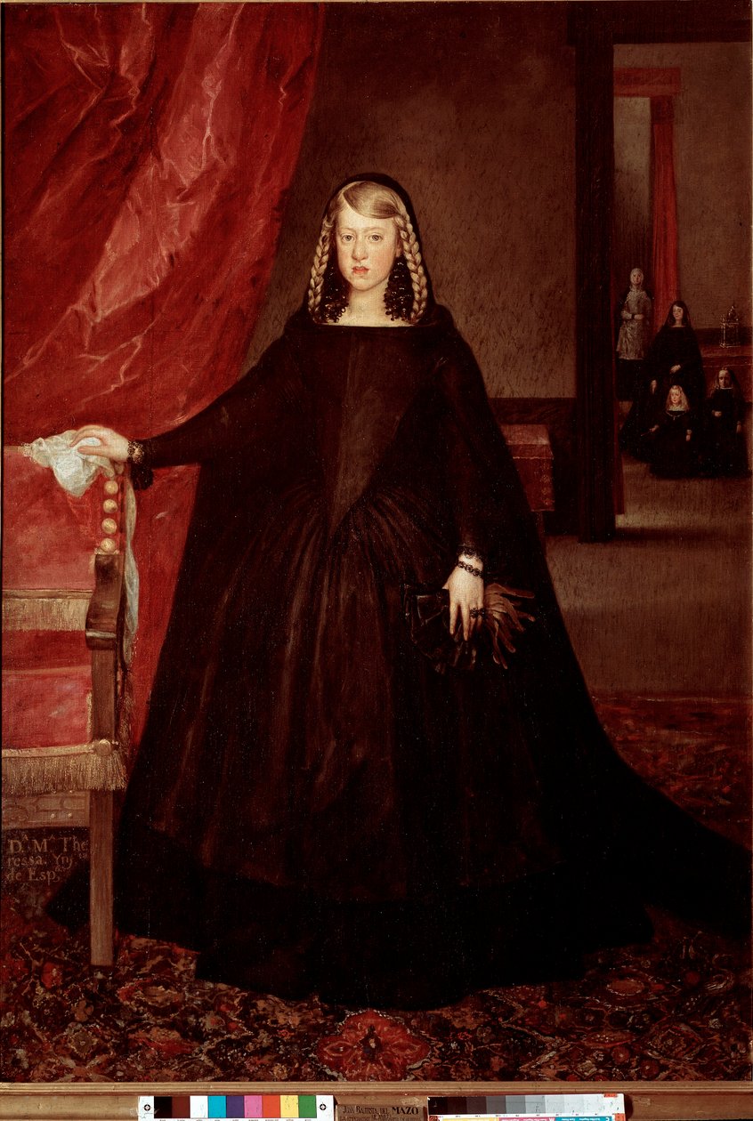 Portrett av Marguerite Therese (Marguerite-Therese) av Østerrike (1651-1673) 1600-tallet Madrid Meadow Museum av Juan Bautista Martinez Del Mazo
