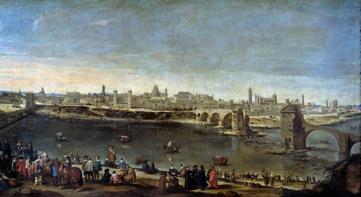 Utsikt over byen Zaragoza (Zaragoza) i 1646 Maleri av døperen Johannes av Mazo (1612-1667) 1646 Madrid, Prado-museet av Juan Bautista Martinez Del Mazo