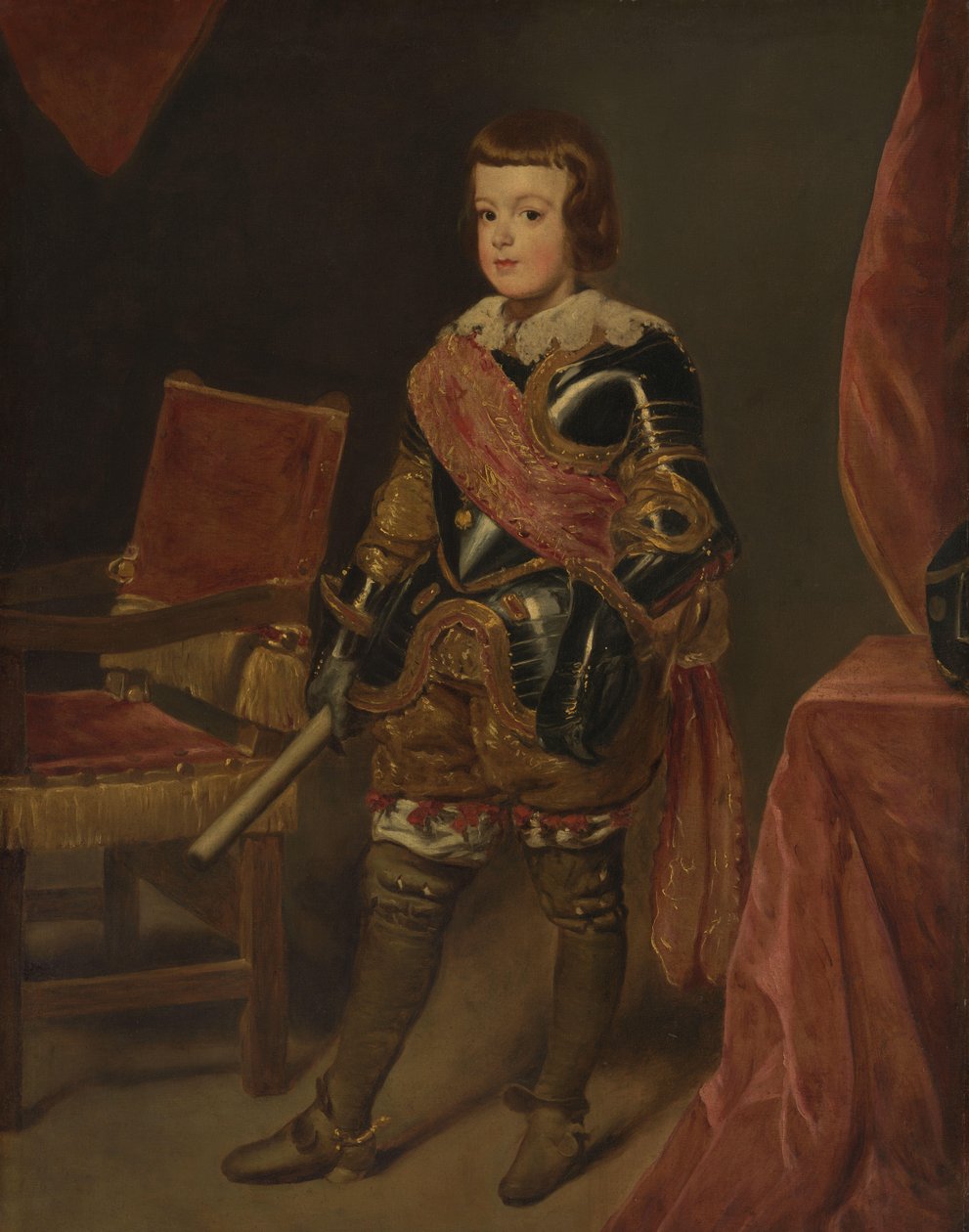 Portrett av prins Baltasar Carlos, sønn av den spanske kong Philip IV, omtrent 11 år gammel av Juan Bautista Martínez del Mazo (attributed to)