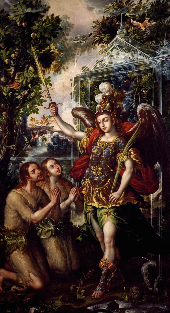 Adam og Eva utvist fra paradiset, av Juan Correa (cirka 1646-1716) av Juan Correa