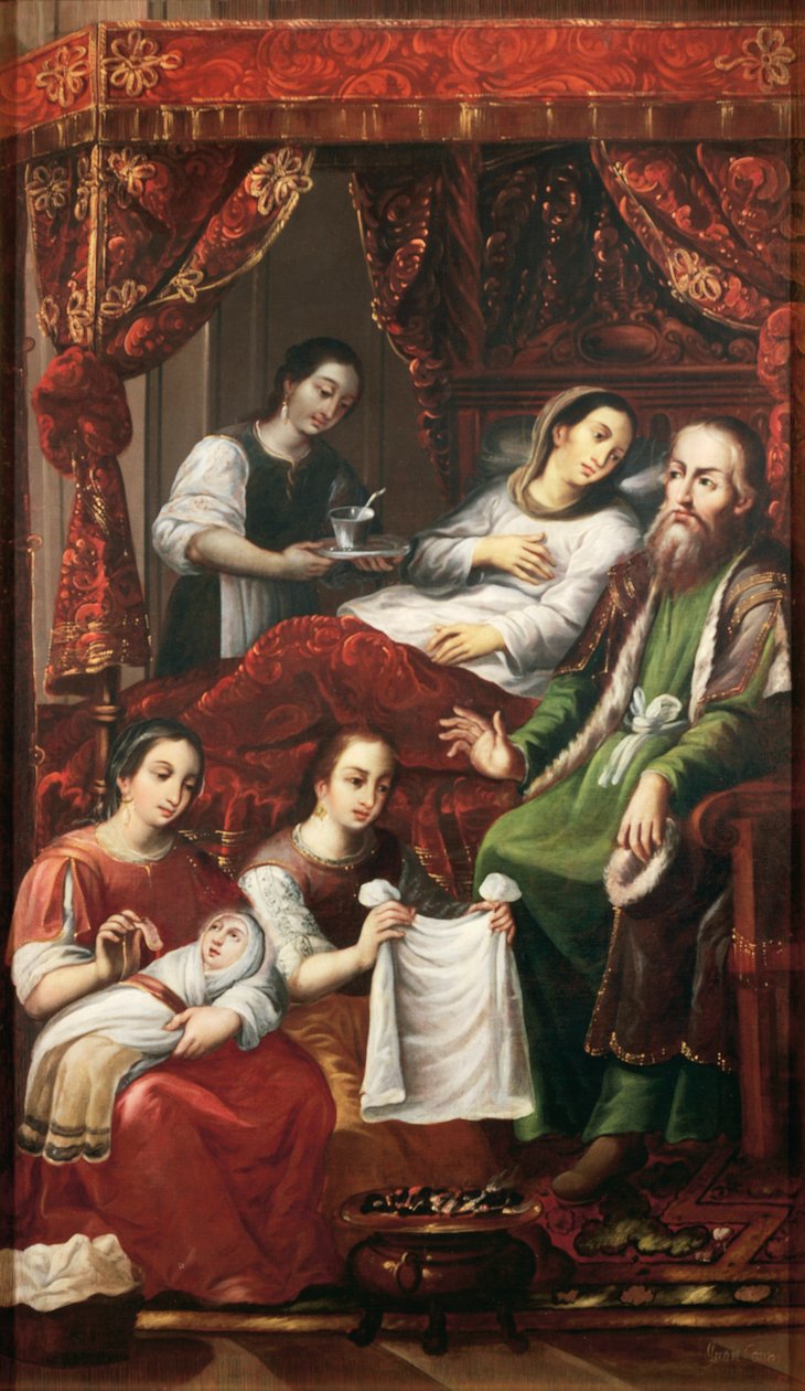 Marias fødsel, av Juan Correa (cirka 1646-1716) av Juan Correa