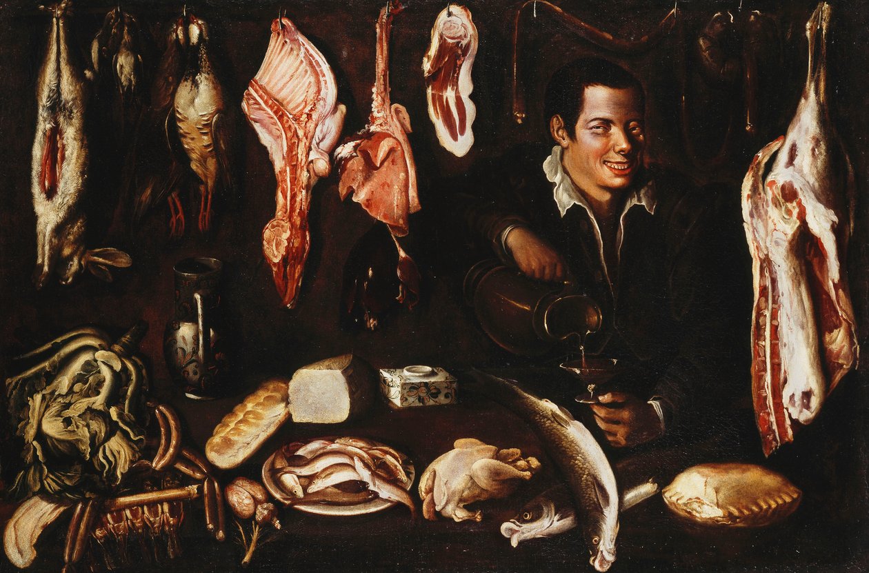 En ungdom som skjenker vin i et spisekammer, 1606 av Juan Esteban