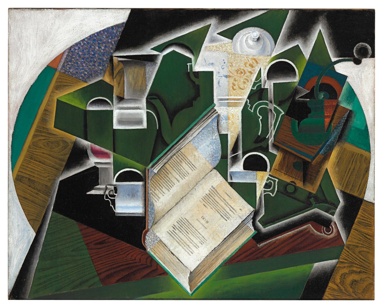 Bok, pipe og briller av Juan Gris
