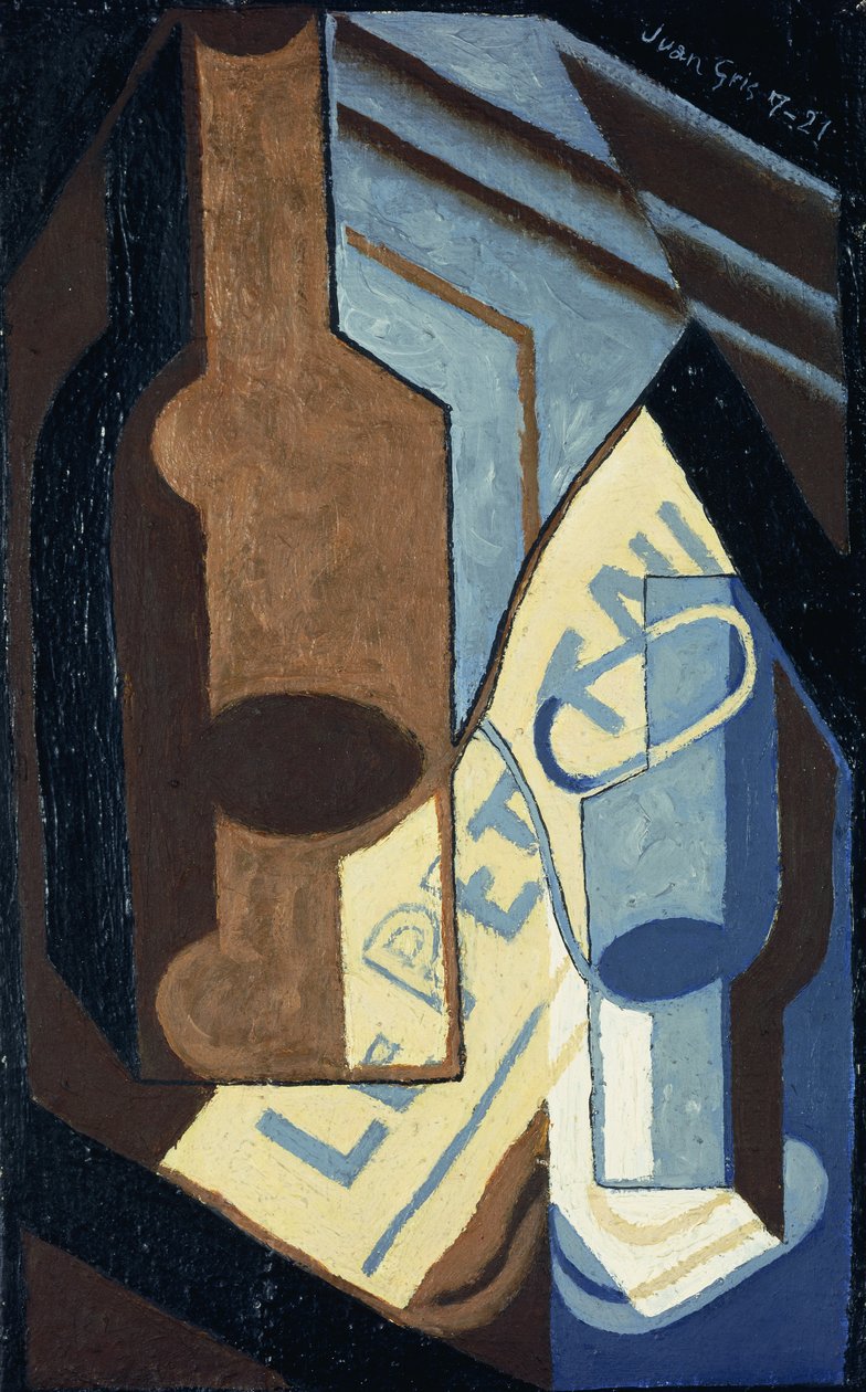 Flaske og glass; Flaske og glass, 1921 av Juan Gris