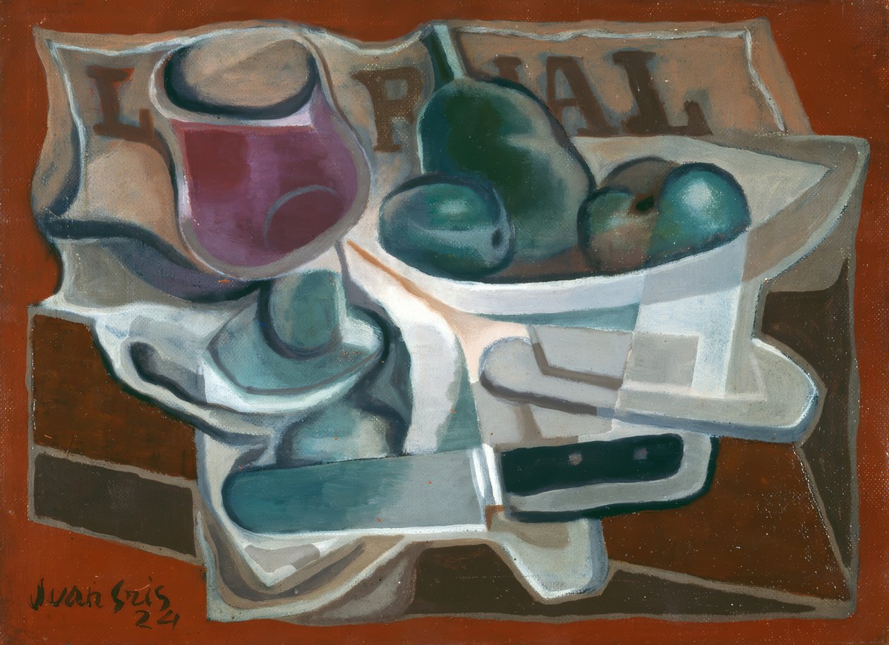 Fruktskål og glass av Juan Gris