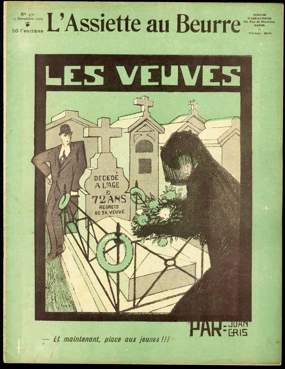 Omslag av "" L'Plate au beurre"", nummer 450, satirisk i farger av Juan Gris